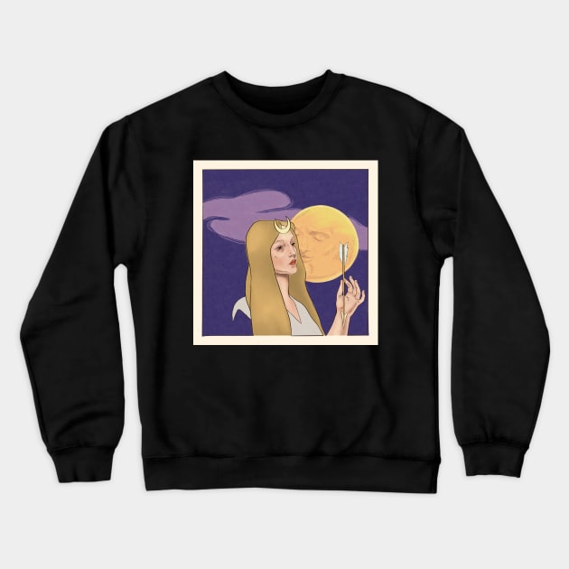 "Diana and the moon" Crewneck Sweatshirt by Ana La Cadena